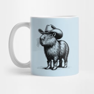 Capybara Cowboy Boots - Retro Western Aesthetic Art T-Shirt Mug